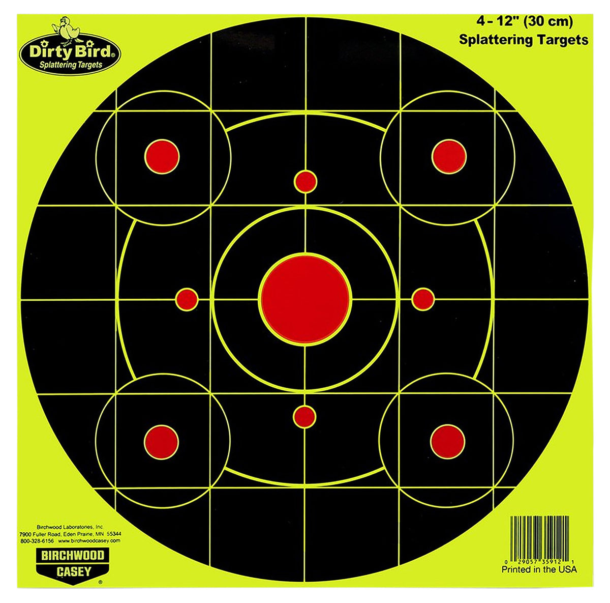 Birchwood Casey 35925 Dirty Bird Bullseye Paper Target Pistol/Rifle 12" 25 Count