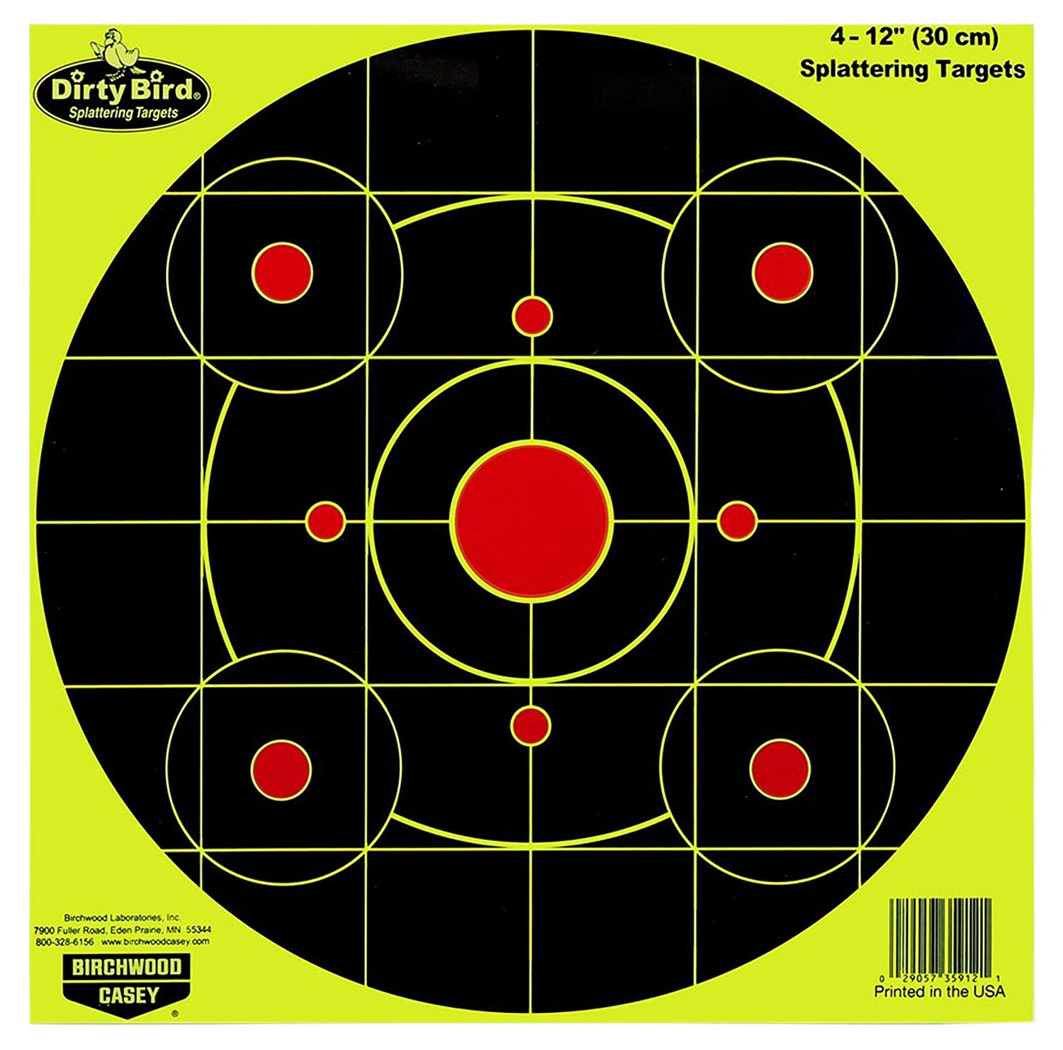 Birchwood Casey 35925 Dirty Bird Bullseye Paper Target Pistol/Rifle 12" 25 Count