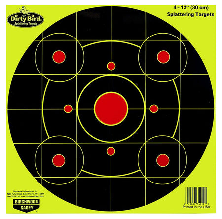 Birchwood Casey 35925 Dirty Bird Bullseye Paper Target Pistol/Rifle 12" 25 Count