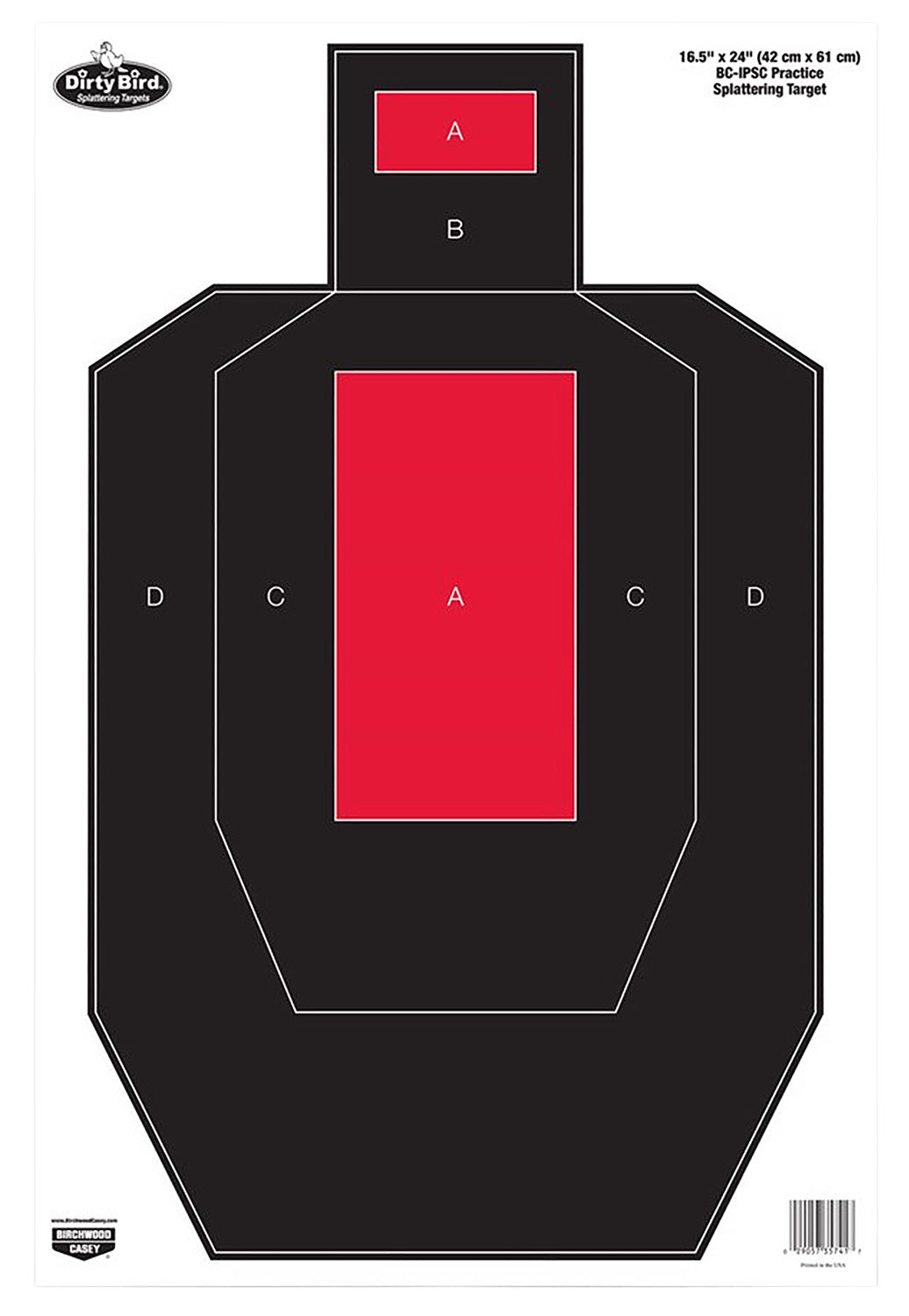 Birchwood Casey 35743 Dirty Bird IPSC Paper Target Black/Red 16.5"x24" 3 Count