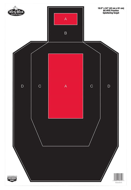 Birchwood Casey 35743 Dirty Bird IPSC Paper Target Black/Red 16.5"x24" 3 Count