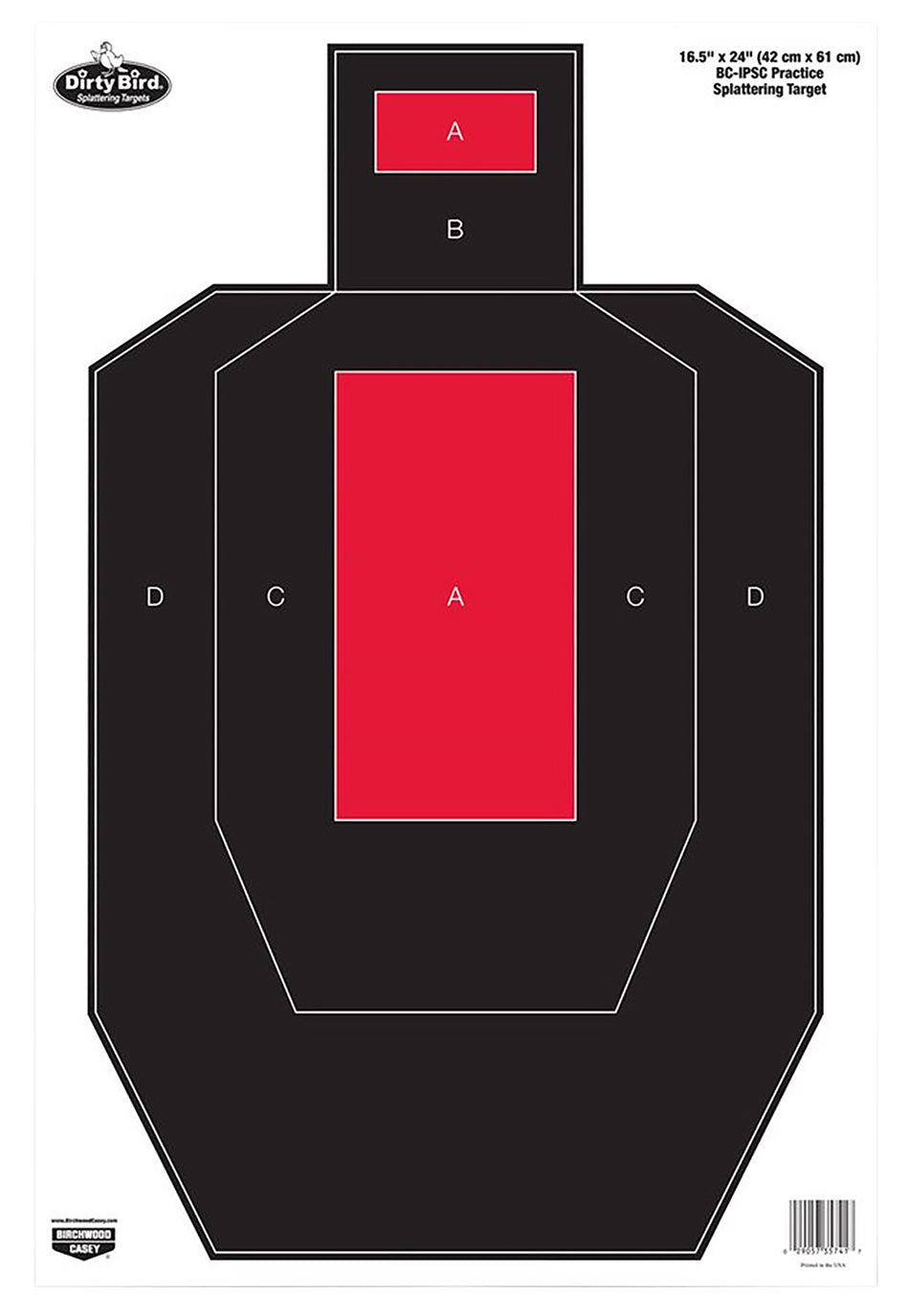 Birchwood Casey 35743 Dirty Bird IPSC Paper Target Black/Red 16.5"x24" 3 Count