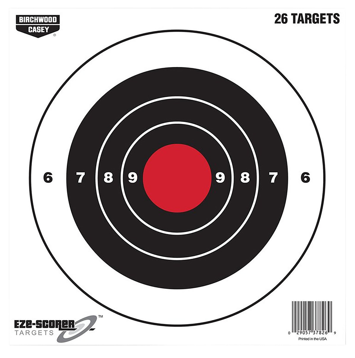 Birchwood Casey EZE-Scorer 37826 8" Bullseye Paper Target Hanging Black/Red 26 Count
