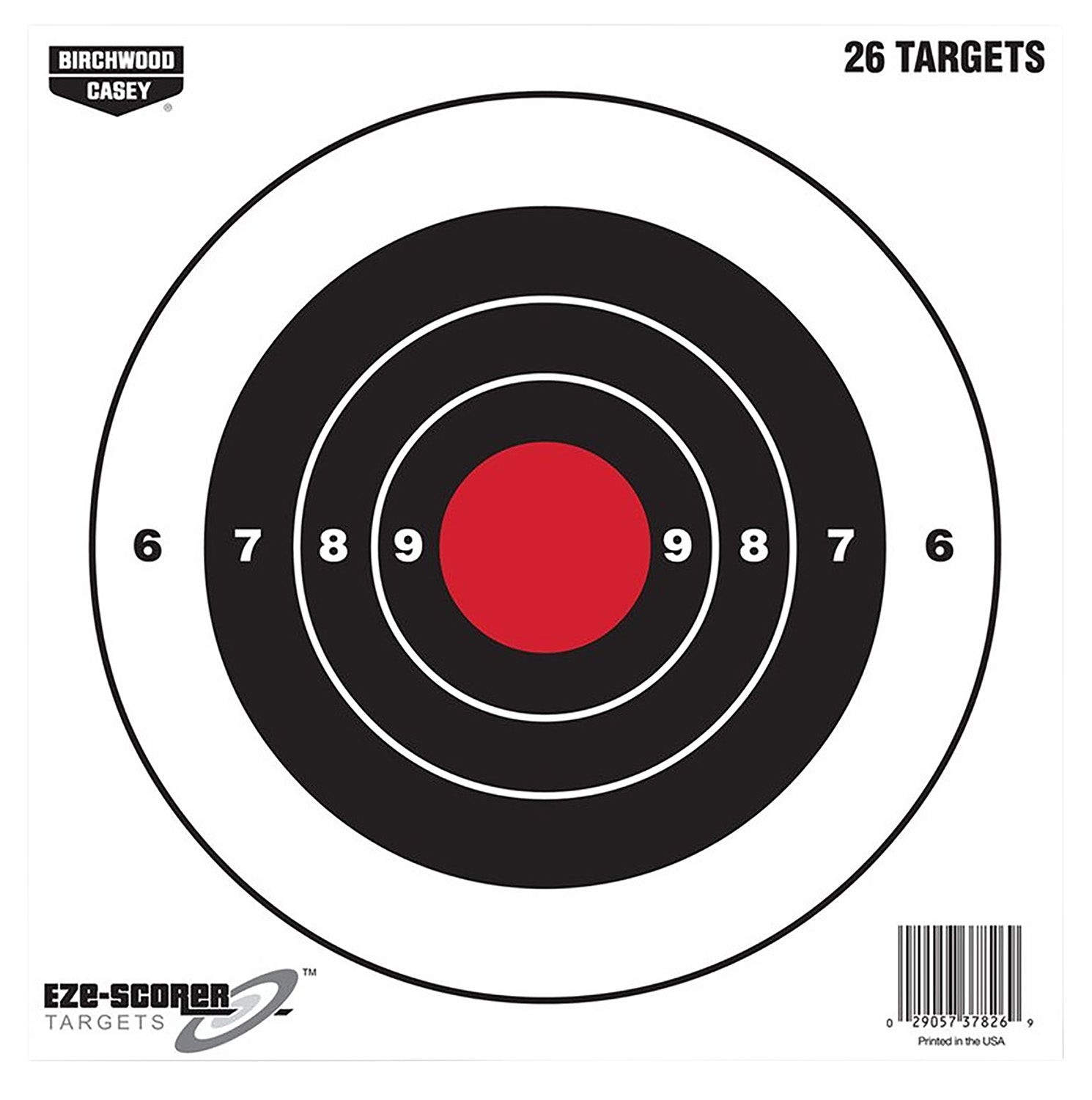 Birchwood Casey EZE-Scorer 37826 8" Bullseye Paper Target Hanging Black/Red 26 Count