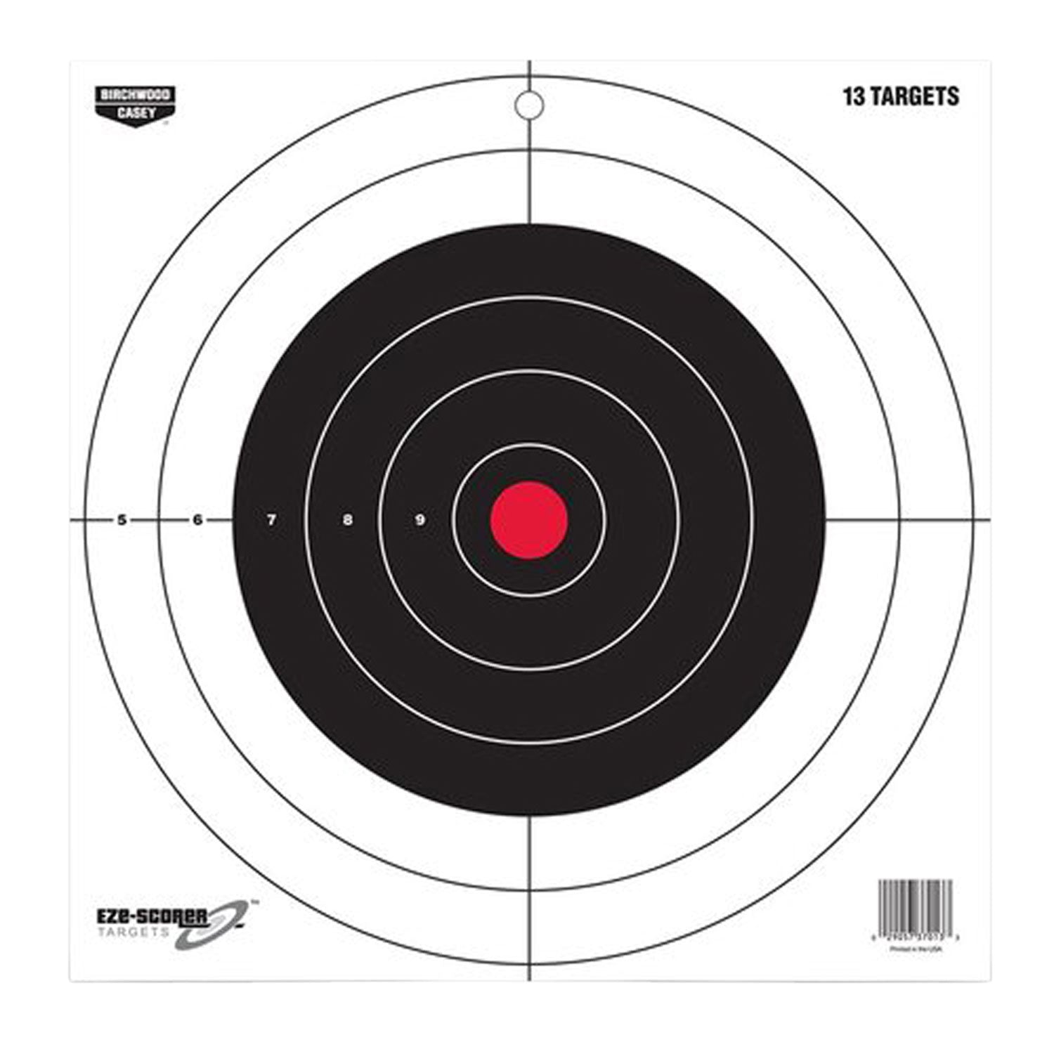 Birchwood Casey 37013 EZE-Scorer 12" Paper Bullseye Target Hanging Black/Red Pistol/Rifle 13 Count