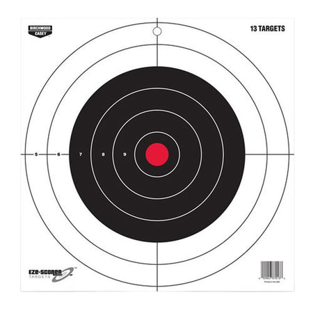 Birchwood Casey 37013 EZE-Scorer 12" Paper Bullseye Target Hanging Black/Red Pistol/Rifle 13 Count