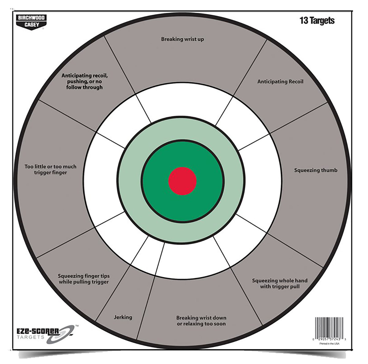 Birchwood Casey EZE-Scorer 37245 12" Bullseye Paper Hanging Handgun Target Gray/White 13 Count