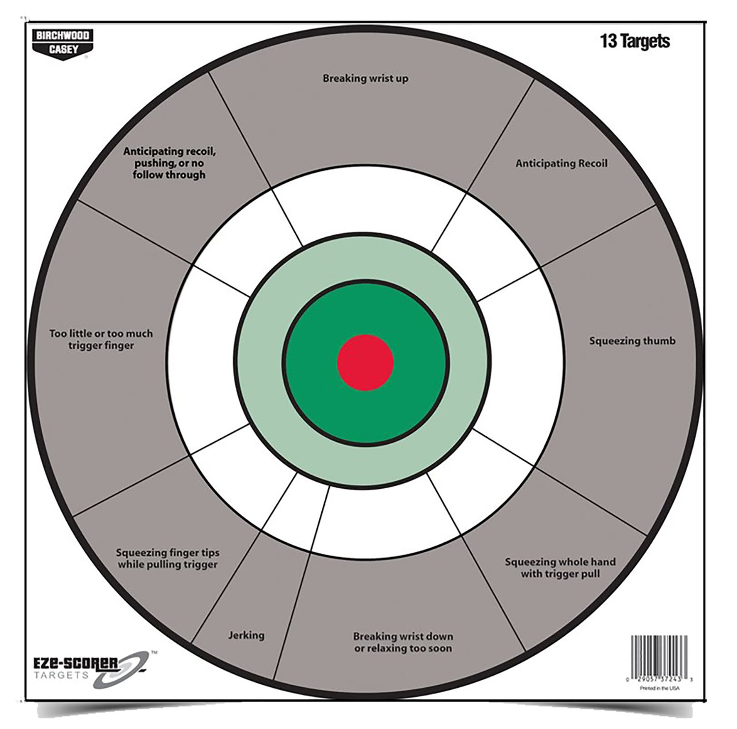 Birchwood Casey EZE-Scorer 37245 12" Bullseye Paper Hanging Handgun Target Gray/White 13 Count