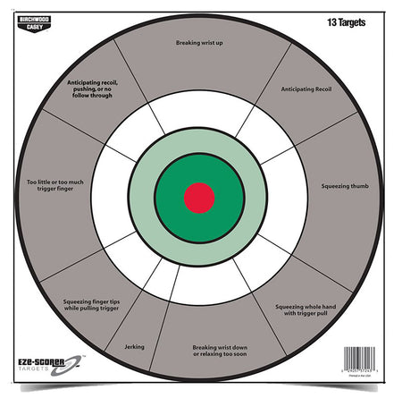 Birchwood Casey EZE-Scorer 37245 12" Bullseye Paper Hanging Handgun Target Gray/White 13 Count