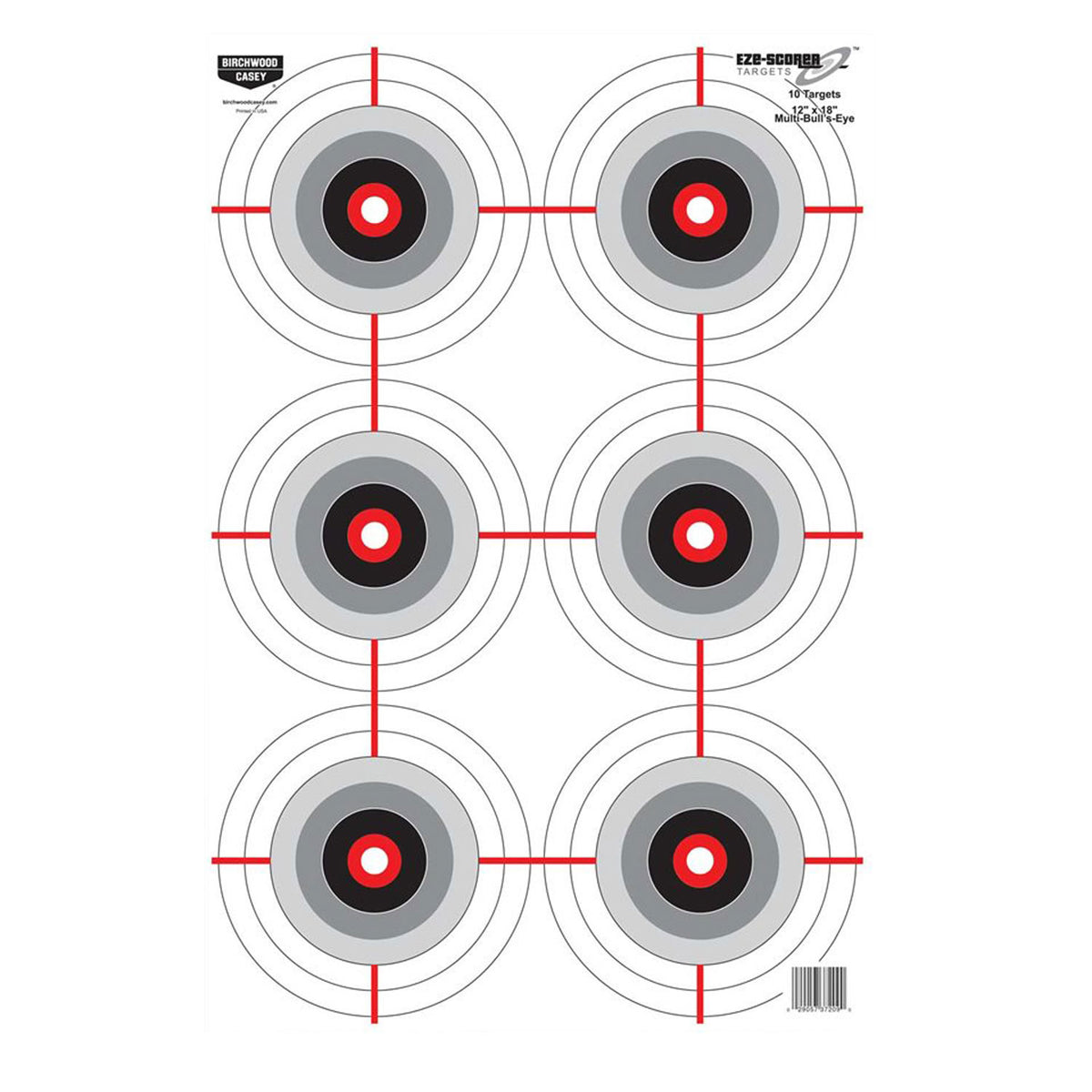 Birchwood Casey EZE-Scorer 37209 12"x18" Multi-Bullseye Paper Hanging Target Black/White 10 Count