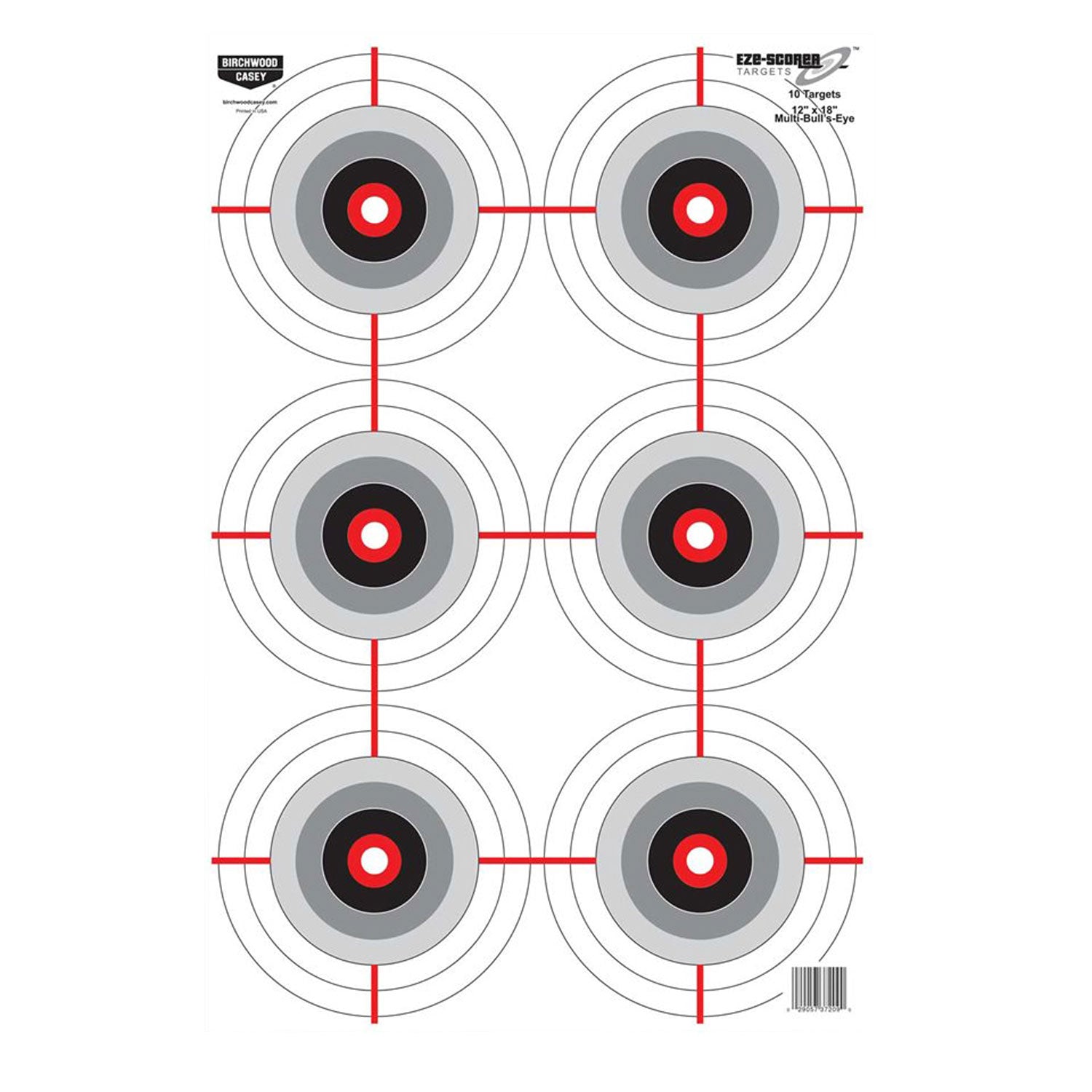 Birchwood Casey EZE-Scorer 37209 12"x18" Multi-Bullseye Paper Hanging Target Black/White 10 Count