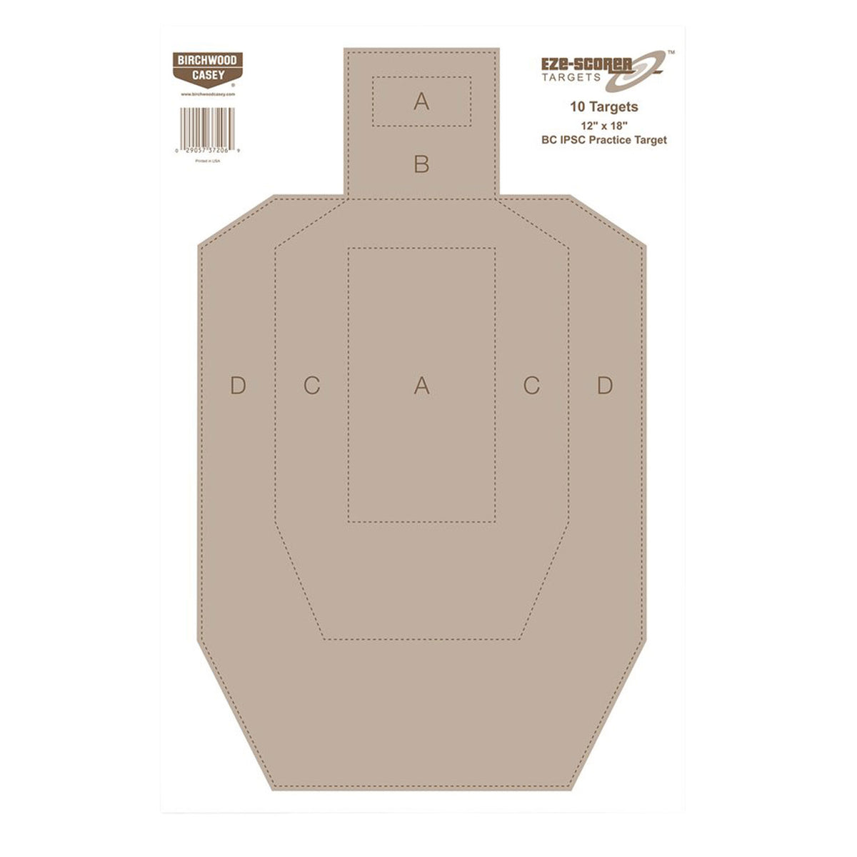 Birchwood Casey EZE-Scorer 37206 IPSC Silhouette Hanging Paper Target 12"x18" Tan 10 Count