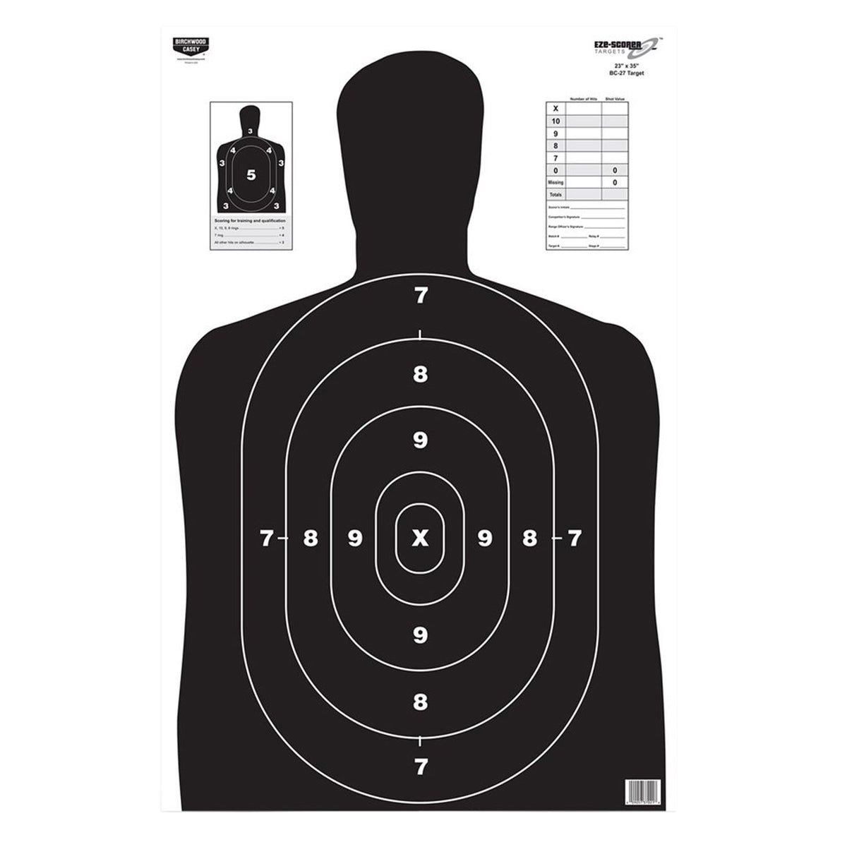 Birchwood Casey EZE-Scorer 37020 BC-27 Silhouette Hanging Paper Target 23"x35" Black 5 Count