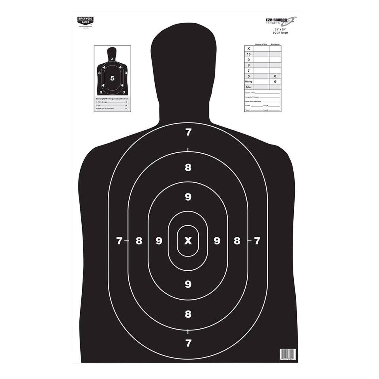 Birchwood Casey EZE-Scorer 37020 BC-27 Silhouette Hanging Paper Target 23"x35" Black 5 Count