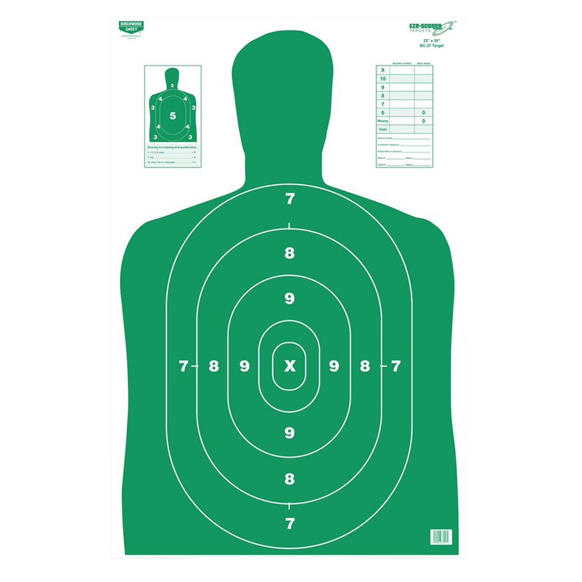 Birchwood Casey EZE-Scorer 37015 Silhouette Hanging Paper Target 23"x35" Green 5 Count
