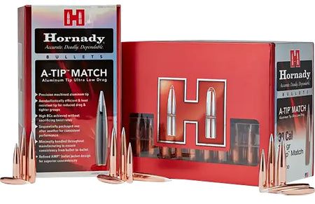 Hornady A-Tip Match 375 Cal .375 Diameter 390 Grain Match Bullets 25 Per Box