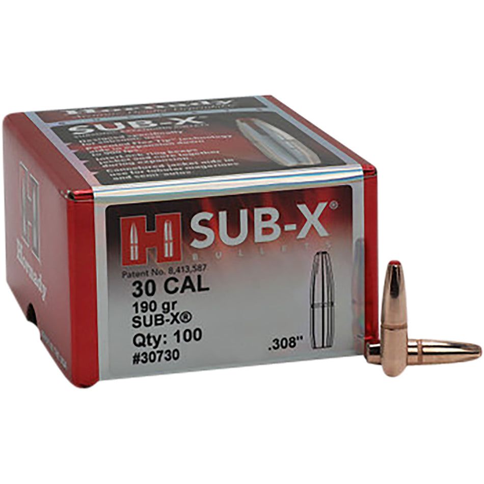 Hornady Sub-X 30 Cal .308 Diameter 190 Grain Subsonic eXpanding Bullets 100 Per Box