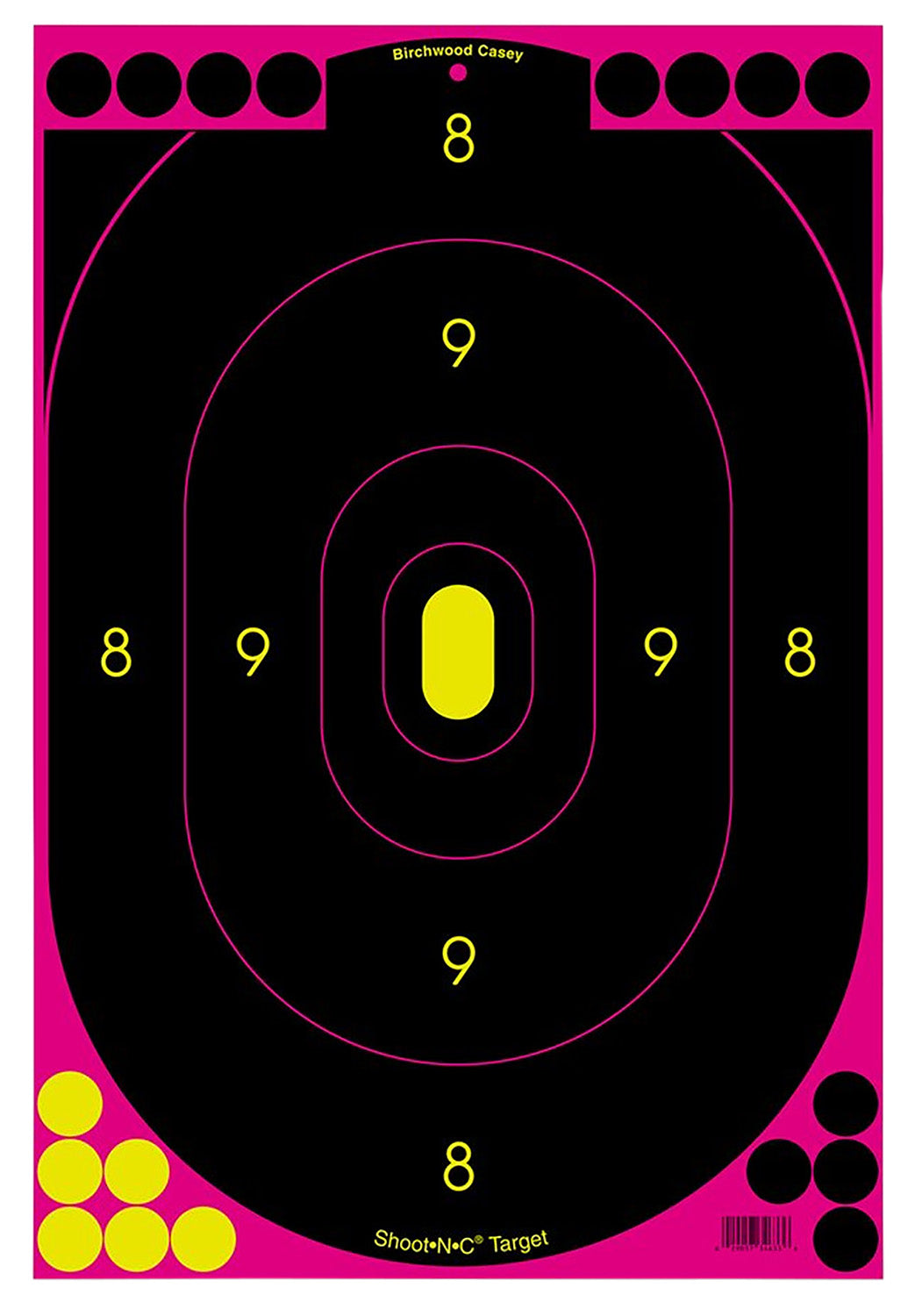 Birchwood Casey 34633 Shoot-N-C Self-Adhesive Reactive Silhouette Paper Target 12"x18" Black/Pink 100 Count