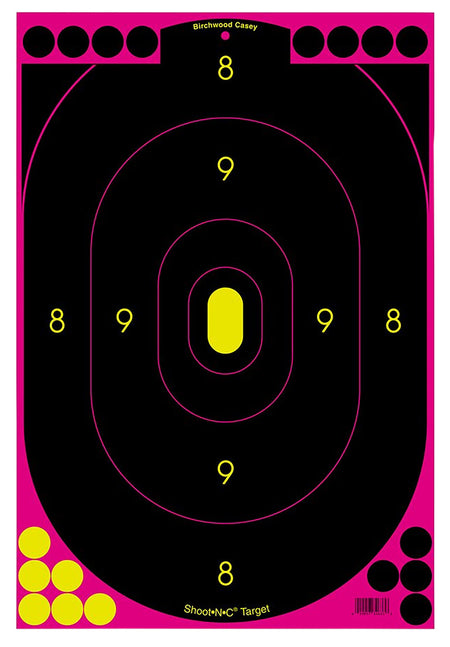 Birchwood Casey 34633 Shoot-N-C Self-Adhesive Reactive Silhouette Paper Target 12"x18" Black/Pink 100 Count