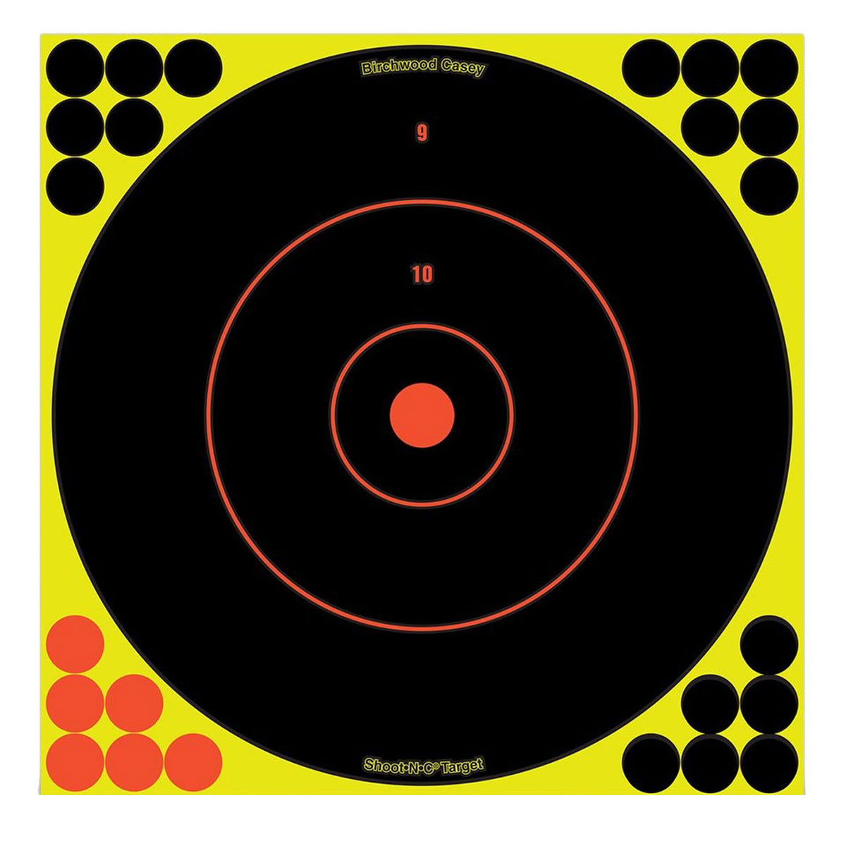 Birchwood Casey 34070 Shoot-N-C Self-Adhesive Reactive Bullseye Paper Target 12" Black/Yellow 100 Count