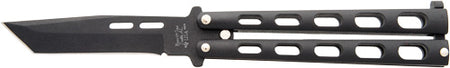 Bear & Son Black Tanto 3.58 Inch Butterfly Knife
