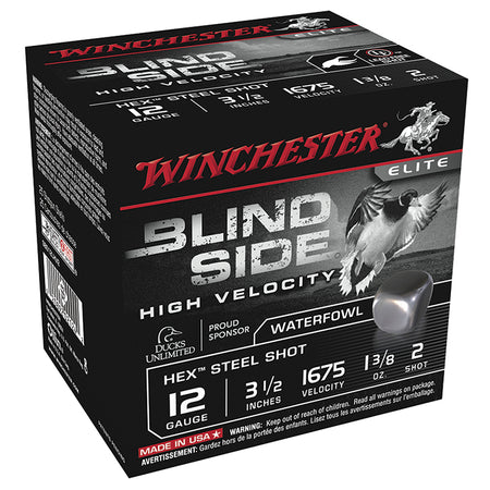 Winchester 12 Gauge Shotgun Ammo BLIND SIDE High Velocity Hunting 3.5 in 1-3/8 oz #2