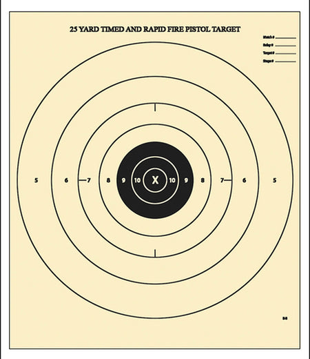 Action Target B8100 Rapid Fire NRA Bullseye Hanging Target 25 Yards Handgun 100 Count