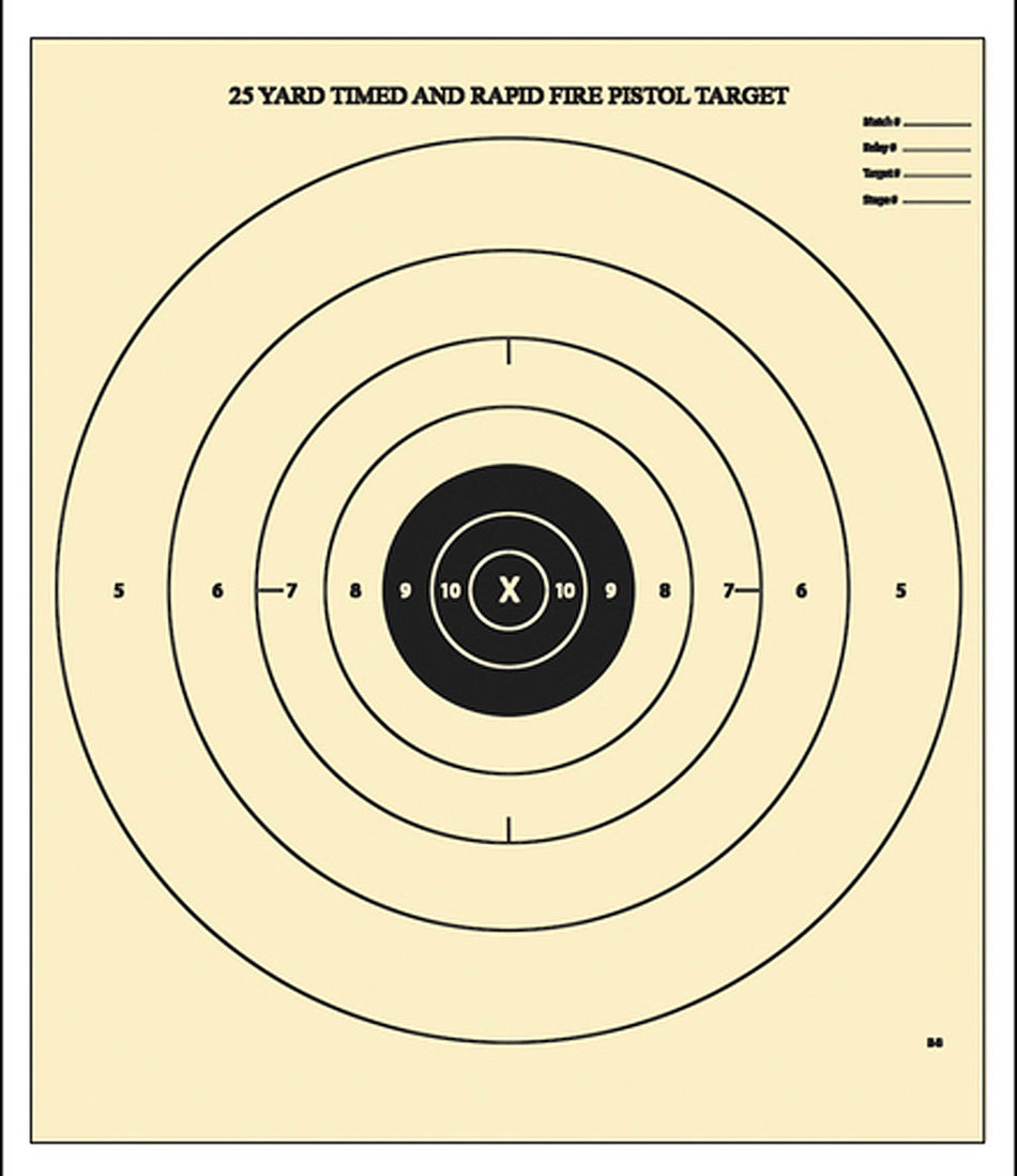 Action Target B8100 Rapid Fire NRA Bullseye Hanging Target 25 Yards Handgun 100 Count