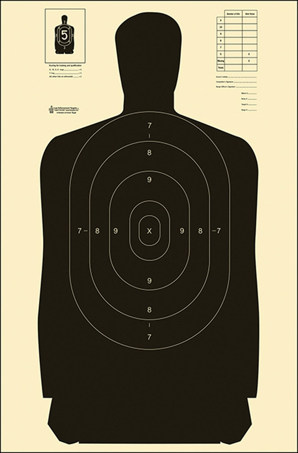 Action Target B27SBLACK100 Qualification Standard Silhouette Paper Hanging Target Black/White 100 Per Box