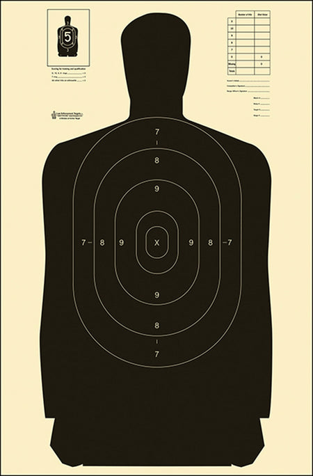 Action Target B27SBLACK100 Qualification Standard Silhouette Paper Hanging Target Black/White 100 Per Box