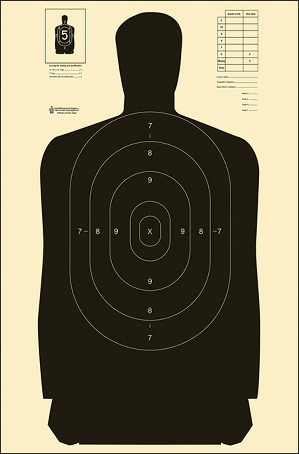 Action Target B27SBLACK100 Qualification Standard Silhouette Paper Hanging Target Black/White 100 Per Box