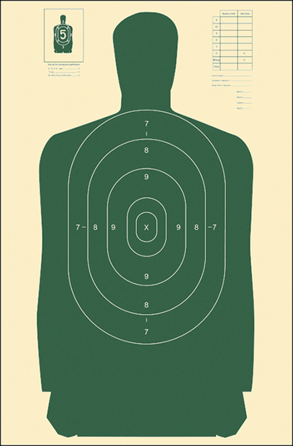 Action Target B27SGREEN100 Qualification Standard Silhouette Target Green/White 24" x 45" Box of 100