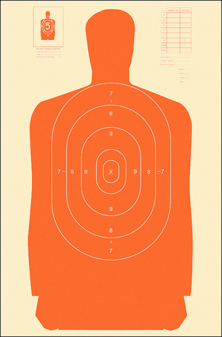 Action Target B27SORANGE100 Qualification Silhouette Paper Hanging Target 24" x 45" Orange/White 100 Per Box
