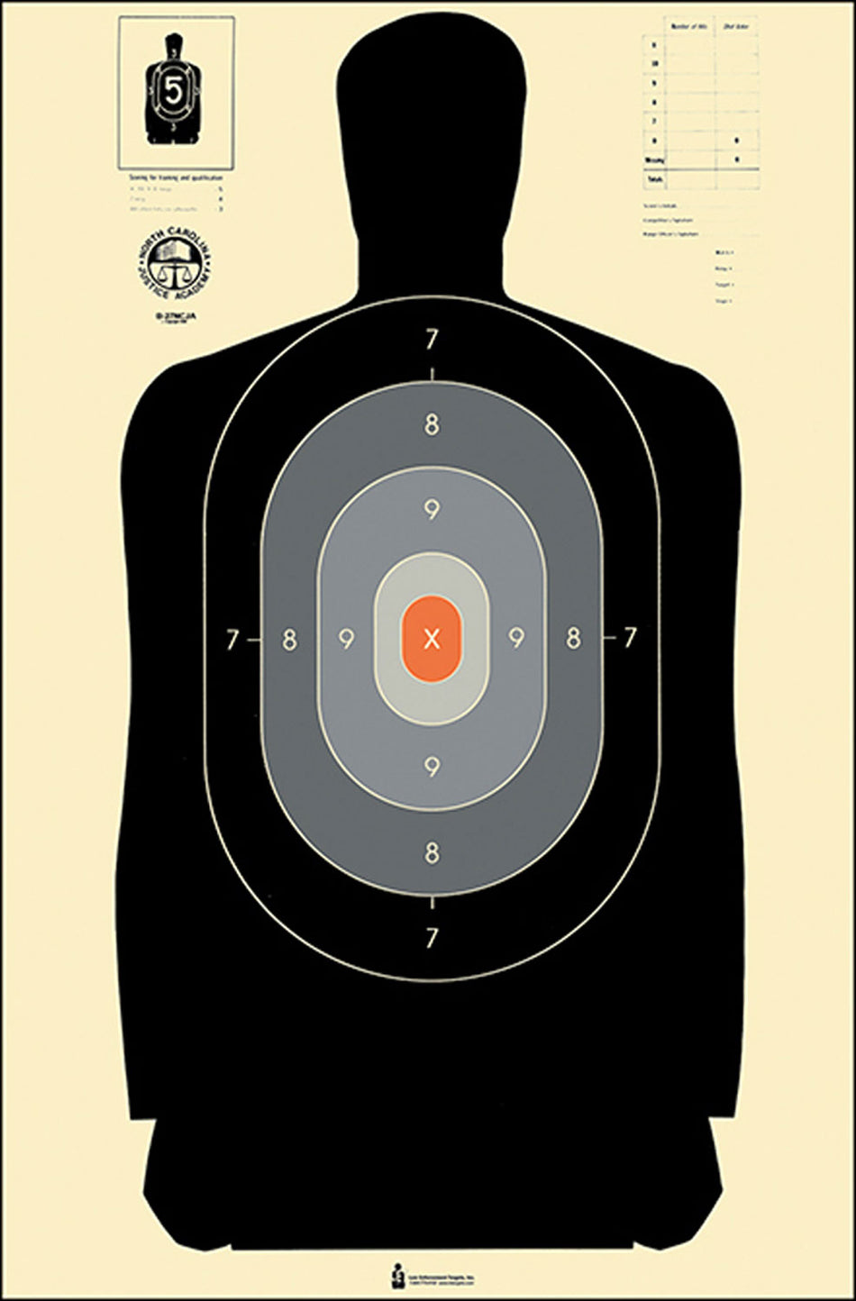 Action Target B27NCJA100 NC Criminal Justice Academy Silhouette Paper Hanging Target 24" x 45" 100 Per Box