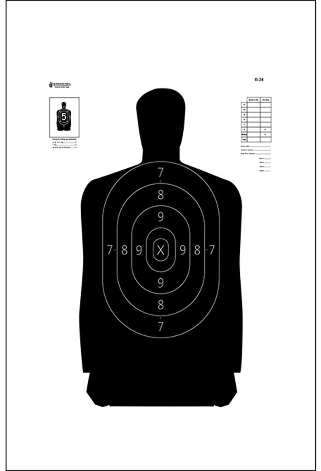 Action Target B34100 Qualification Silhouette Paper Hanging Target 25 yds 17.50" x 23" 100 Per Box