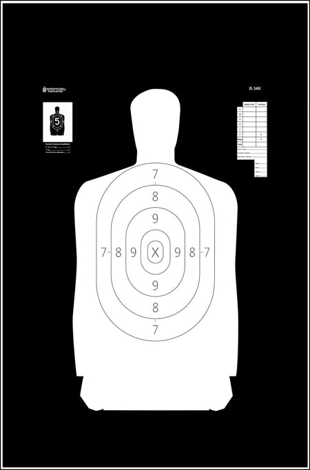 Action Target B34R100 Reverse Qualification Silhouette Paper Hanging Target 25 yds 17.50" x 23" 100 Per Box