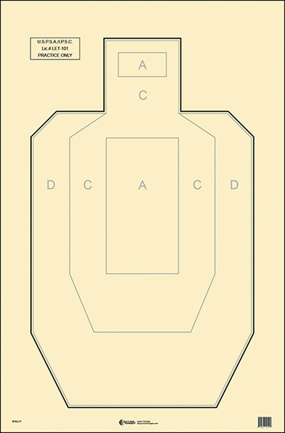 Action Target IPSCP100 IPSC/USPSA Silhouette Paper Hanging Target 23" x 35" Black/White 100 Per Box