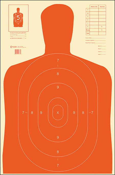 Action Target Economy B-27 Silhouette Qualification Paper Hanging Targets Red/White 100 Per Box