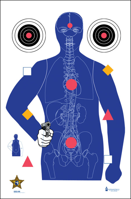 Action Target SSO99100 SSO Qualification Silhouette Vitals Paper Hanging Target Blue 23" x 35" 100 Count