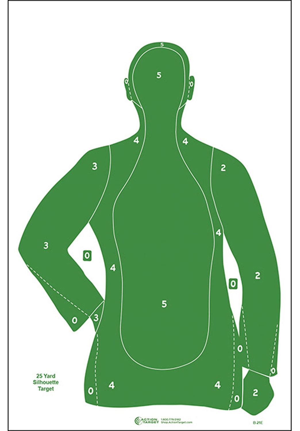 Action Target B21EGREEN100 Silhouette Qualification Paper Hanging Target 23" x 35" Green 100 Per Box