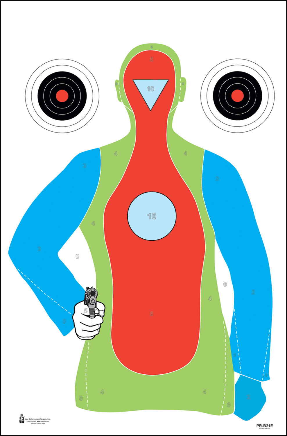 Action Target PRB21E100 Qualification Fluorescent Silhouette Paper Target Multi-Color 23x35 Box of 100