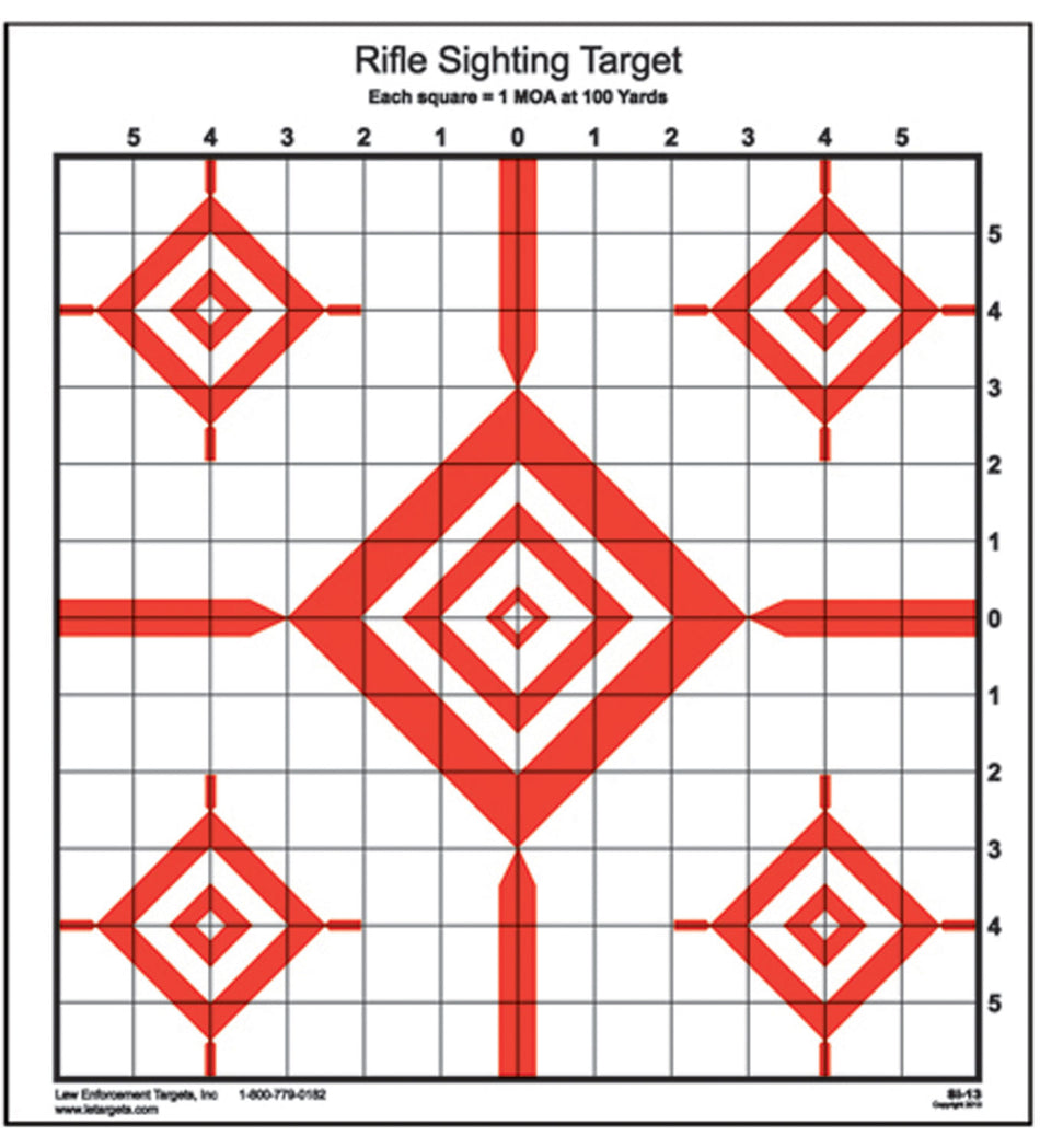 Action Target SI13100 Sighting Advanced Rifle Diamond Paper Target 100 yds 14" x 15" Red/White 100 Per Box