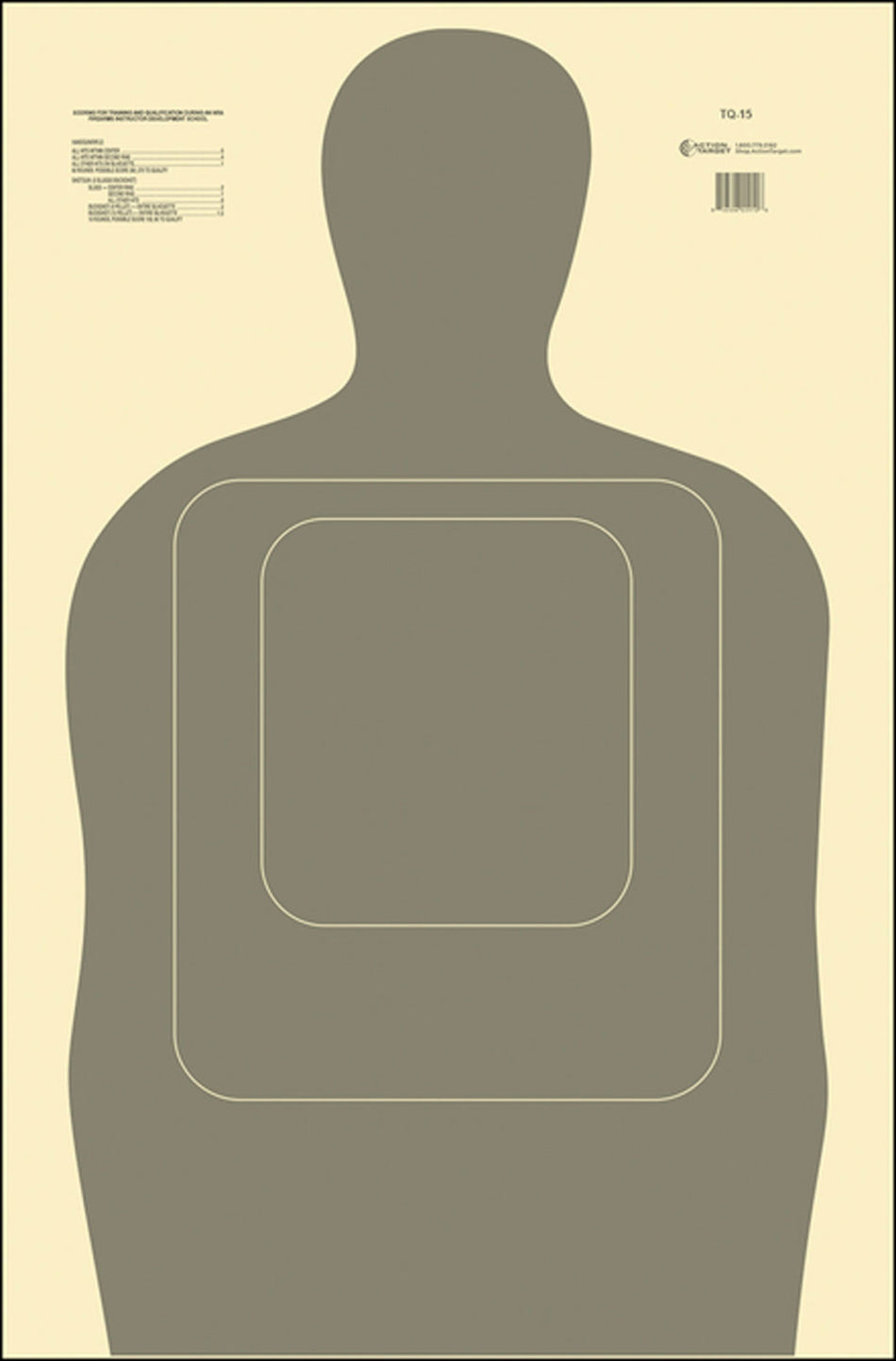 Action Target TQ15GRAY100 TQ-15 25-Yard Silhouette Paper Hanging Target 24x45 100-Count