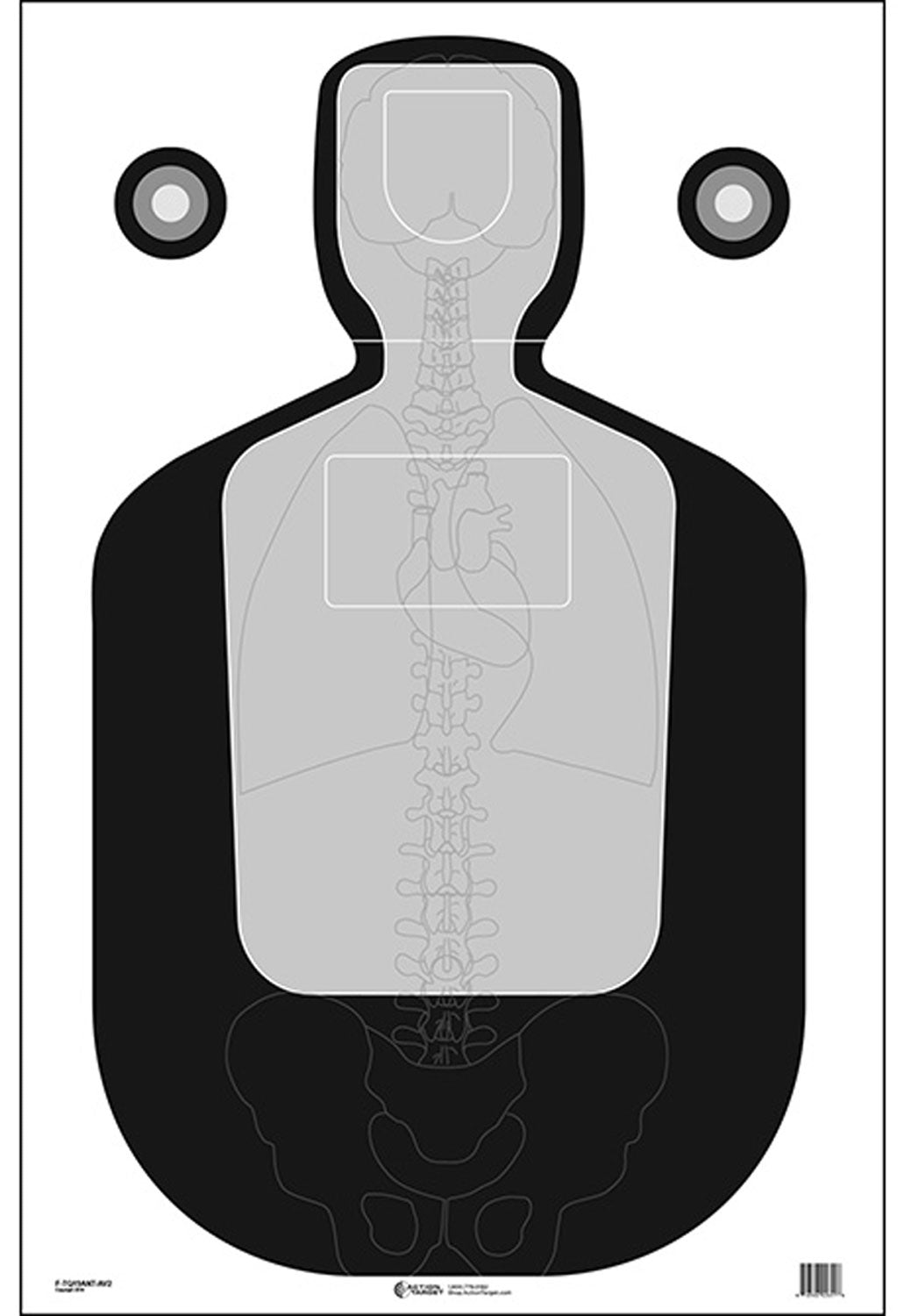 Action Target FTQ19ANTAV2100 Qualification Vitals Anatomy Paper Hanging Target 23" x 35" Black/Gray 100 Count