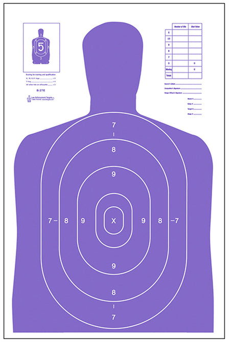 Action Target B27EPR100 B-27E High Visibility Fluorescent Purple Silhouette Target 23x35 100-Count