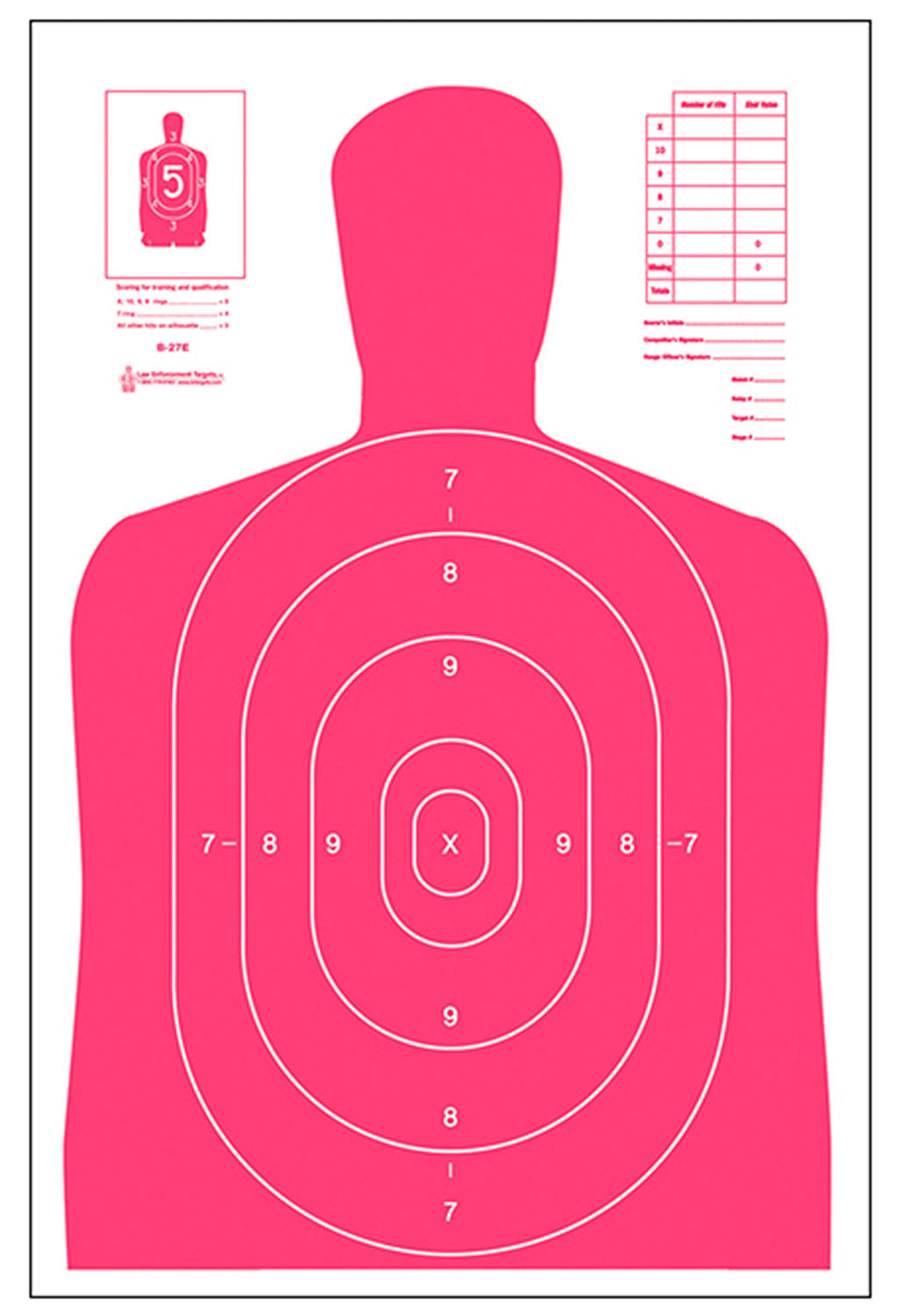Action Target B27ERD100 B-27E High Visibility Fluorescent Red Silhouette Target 23x35 100-Count