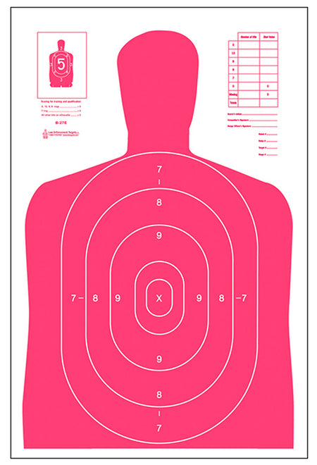 Action Target B27ERD100 B-27E High Visibility Fluorescent Red Silhouette Target 23x35 100-Count