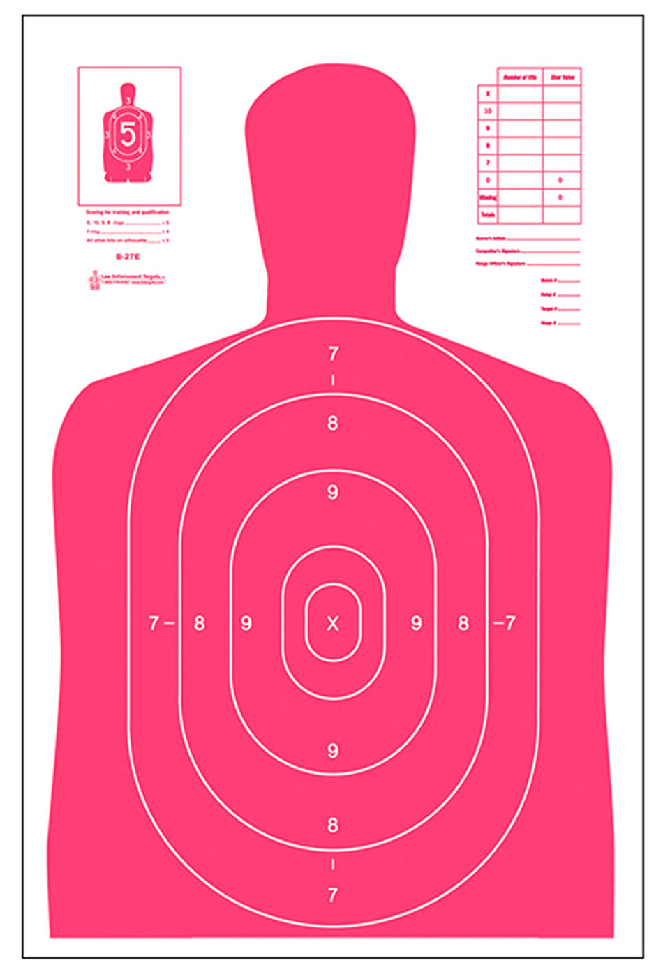 Action Target B27ERD100 B-27E High Visibility Fluorescent Red Silhouette Target 23x35 100-Count