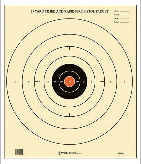 Action Target B8POC100 Competition NRA B-8 Time & Rapid Fire Paper Target 21" x 24" Black/Orange 100-Count