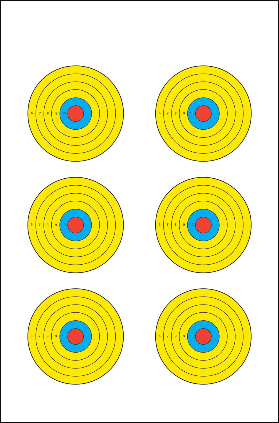 Action Target High Visibility Six Bull's-Eye Paper Shooting Targets Multi-Color 100 Per Box
